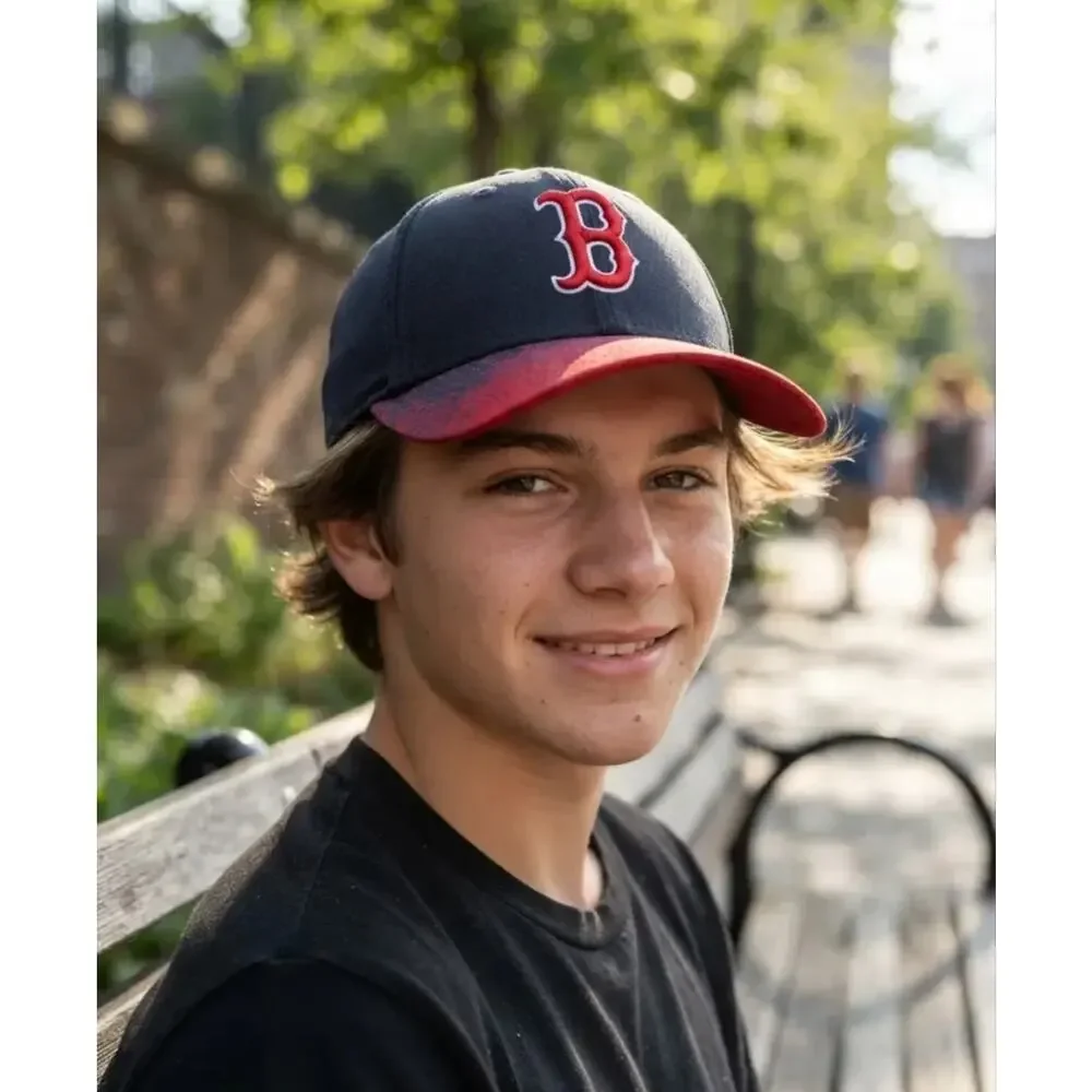 New Era 9FORTY Boston Red Sox Youth Kids Baseball Hat Cap Adjustable Navy Red
